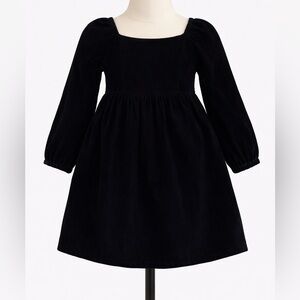 Girls' Black Long-Sleeve Velvet Dress